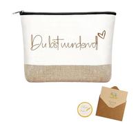 Motivationsgeschenke Kosmetiktasche mit Aufdruck Du bist wundervoll Schminktasche als Geschenkideen für Frauen Klein Make-up Tasche mit Grußkartenset Geschenk zum Mutmachen für Tochter Freundin (A)