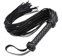 MOTIVE LIFE Látigo de piel sintética para montar a caballo, corto suave para ecuestre, floggers para disfraz de cosplay, color negro