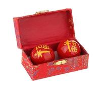 MotiveTech 2 Pelotas de Masaje de Manos Baoding con Caja de Almacenamiento. Pelotas de Mano Chinas Suaves para Ejercicios, Ideales para Niños, Adultos Y Padres, Fu Palabra Rojo