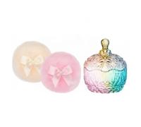 MotiveTech 3 Piezas Juego de Recipiente para Polvos de Cristal con Borlas Reutilizable Caja Decorativa Multiusos para Mujeres, Multicolor