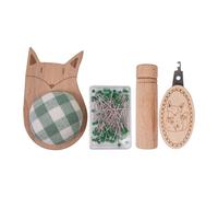 MotiveTech Alfiletero con 100 Alfileres Porta Agujas Madera Compacto DIY Browning Ancho, Fox en Forma, Individual