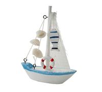MotiveTech Artesanal Adorno de Barco Náutico Modelo de Madera Miniatura Barco a Vela Diseño Mediterráneo Adecuado para Decoración de Sala Regalo, Style C, Individual