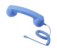 MotiveTech Auricular teléfono Retro, teléfono Fijo, Auricular, Accesorios para teléfonos, Regalo Creativo con micrófono y Altavoz para computadora, Azul