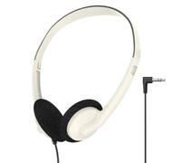 MotiveTech Auriculares con Cable Cómodos Audífonos, Beige | Ligeros, Auriculares con Almohadillas Espuma, Ajustables, para Clases en Línea, Oficina, Estudians, Oficinistas