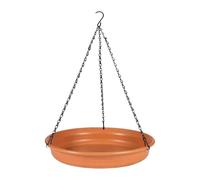 MotiveTech Bandeja Dispensadora de Agua para Pájaros para Jardines con Gancho Y Cadena para Exteriores, Rojo Ladrillo, 24.6 X 5.1 X 45.1 Cm