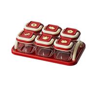 MotiveTech Bandeja organizadora de Secos para Aperitivos, versátil, Vintage, con divisiones, para Servir, con Tarro de Cubierto para Cocina de, Rojo, 6 Tazones