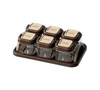 MotiveTech Bandeja organizadora de Secos para Aperitivos, versátil, Vintage, con divisiones, para Servir, con Tarro de Cubierto para Cocina de, Color Madera, 6 Tazones