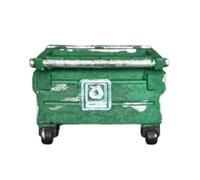 MotiveTech Basurero a Escala 1:64 tallado Cubo Basura con Ruedas No Tóxico Papelera para, Coleccionis, Dioramas, Maquetas, Escenas Urbanas, Verde