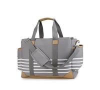 MotiveTech Bolsa Pañales con Correa smontable Multifuncional Bolsa Cambiadora a Franjas Bolso Cambiador para Cochecito, Gris, Gris Con Rayas Blancas