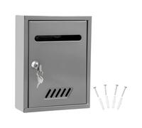 MotiveTech Buzón Metálico Moderno con 2 Llaves, Buzón de con para La Puerta Principal, Gris