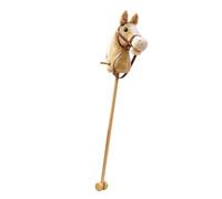 MotiveTech Caballo de Palos de Peluche con Sonidos Reales Efecto Robusto Cabecilla Suave Adecuado para Niños Pequeños Actividades Lúdicas D, Amarillo con Ruedas