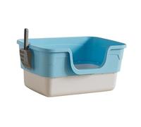 MotiveTech Caja de Arena para Gato Bandeja de Arena con Lados Elevados Recipiente Sanitario con Entrada Frontal Baja Resistente Y Fácil de Limpiar Material, Azul