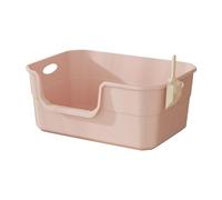 MotiveTech Caja de Arena para Gatos Bandeja Higiénica Recipiente de Arena Cubeta Abierta Duradera Material PP Adecuada para Gatos de Interior Ga, Caqui