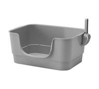 MotiveTech Caja de Arena para Gatos con Diseño Abierto Bandeja Higiénica Recipiente para Arena Resistente Pala para, Gris