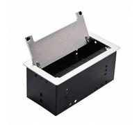 MotiveTech Caja Multimedia Empotrada con Tapa Abatible Pasacables Aluminio y Hierro Versátil Organizador Oficina para Hogar, Plata, L