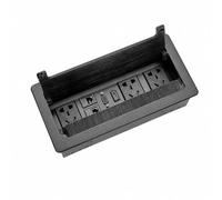 MotiveTech Caja Multimedia Empotrada con Tapa Abatible Pasacables Aluminio y Hierro Versátil Organizador Oficina para Hogar, Negro, L