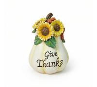 MotiveTech Calabaza con es Otoñal Calabaza corativa Rústico Figurita para Chimenea, Recibidor, Comedor, Calabaza Alta con Girasoles Y Texto Give Thanks