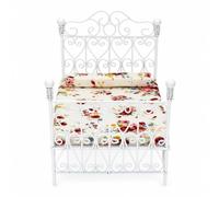 MotiveTech Cama Casa Muñecas 1:12 Realista Cama Muñecas con Colchón Elegante Mueble para Coleccionistas, Blanco