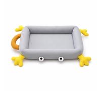 MotiveTech Cama con Forma Rana Impermeable Colchoneta Acolchado para Mascotas, 75 55CM, Cama para Mascotas con Diseño De Rana, Color Gris, con Manos, Talla L