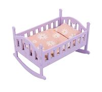 MotiveTech Cama de Muñeca de Alta Simulación con Juego de Ropa de Cama, Muebles de Madera, Cuna en Miniatura para Dormitorio de Muñeca 1/12, Adorno, Accesorio, D