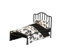 MotiveTech Cama en Miniatura Pequeña Cama Casa Muñecas Vintage Mueble para Coleccionistas, Niños, Negro