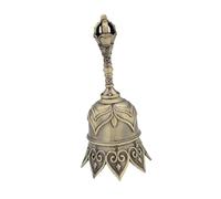 MotiveTech Campana de Mano Vintage Decorativa de Mesa Timbre Metálico de Servicio Colgante con Loto Sonido Claro Aleación Duradera Adecuada para Bodas, Bronce