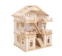 MotiveTech Casa Muñecas Mar Balcón Casa Muñecas Realista Mansión Juguete para Niñas, Guarría, Blanco, Estándar De Villa Española En Blanco