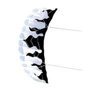 MotiveTech Cometa de Paracaídas de Doble Línea para Exterior de 2 M con Mango Y Carrete para Niños Y Niñas, Línea de 30 M, Blanco Negro