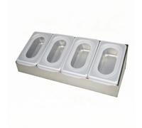 MotiveTech Contenedor Salsas Acero Inoxidable con Tapa para Cocina Banja Condimentos con Compartimentos Separados para Arezos y Superficie Acero Cepillado, Estilo B