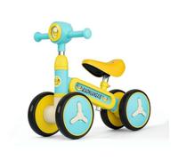 MotiveTech Correpasillos Cuatro Ruedecitas Ajustable Bicicleta Equilibrio sin Pedales Infantil Bicicleta Equilibrio para Niños, 1028小蟹蓝音乐灯光款PU座, Estilo De Cangrejo Azul con Música Y Luces