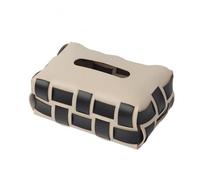 MotiveTech Cubierta Pañuelos Tejida Tejido Caja Pañuelos con Hebilla Metal Rectangular Organizador para Escritorio, Auto, Tocador, Arroz A Cuadros