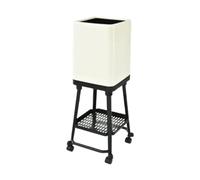 MotiveTech Cubo de Basura con Ruedas, Papelera con Estante Inferior para Sala de Estar, Baño O Cualquier Espacio del Hogar, Negro, Individual