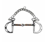 MotiveTech de Acero Inoxidable con Rulos de Cobre Filete Articulado con Ranuradas y Cadena de Barbada Control y Conexión Suave Adecuado para Entrenamiento y Monta Diaria, Color to 1, Talla Única