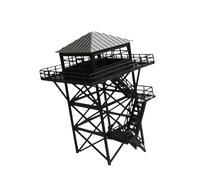 MotiveTech Diorama de Una Torre de Observación a Escala 1:64, Reloj en Miniatura, Maqueta de Ferrocarril, Negro y Gris