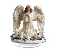 MotiveTech Escena Navideña 2D como Decoración de Mesa, Letrero de Acrílico Plano único con Base para Fiestas en Interiores, Ángel de 18 Cm