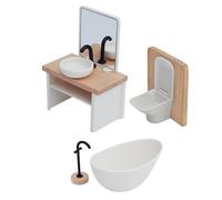 MotiveTech Juego de Baño para Casa de Muñecas a Escala 1:12, Muebles Decorativos en Miniatura, 4 Piezas