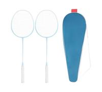 MotiveTech Juego de Raquetas de Bádminton Luminosas para Práctica de Bádminton, Accesorio con Absorción de Impactos Y Bolsa de Transporte Que en La Oscuri, Azul Claro