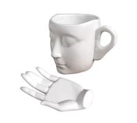 MotiveTech Juego de Taza de Café de Cerámica con Platillo, Taza de Café con Cara Humana, Kit de Taza de Té Y Platillo para El Día de Acción de Gracias, Oficina E, blanco, tal como se describe