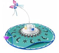 MotiveTech Juguete Eléctrico para Gato Juguete Interactivo Juguete con Plumas Ratón Automático Alfombra Amplia de Juego Base Giratoria Partes Ocultas para