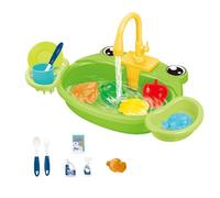 MotiveTech Juguetes de Fregadero de Cocina, Lavavajillas de Juguete para Niños, con Agua Corriente, Juguete Educativo para Niños Y Niñas, Rana Verde