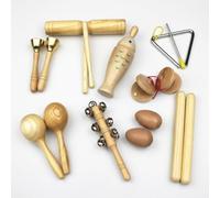 MotiveTech Juguetes Niños 1 Año, Instrumentos Musicales Bebé, Regalo Bautizo Niño, Kit Percusión Infantil, Juego de 9 piezas de madera natural con bolsa de plástico