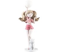 MotiveTech Lámpara Figura de Chica Escultura Estatua Luz de Mesa Decorativa de con Globo Superficie Refinada en Fibra de Vidrio con Gato Frontal Adecuada para, Rosa, 62cm 27cm