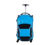 MotiveTech Maleta Infantil con Forma de Coche Correpasillos Trolley Infantil Diseño Coche de Carreras Carcasa Rígida Equipaje para Montar para Viaje, Vacaciones, Azul