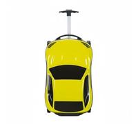 MotiveTech Maleta Infantil con Forma de Coche Correpasillos Trolley Infantil Diseño Coche de Carreras Carcasa Rígida Equipaje para Montar para Viaje, Vacaciones, Amarillo