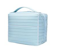 MotiveTech Neceser de Maquillaje Bolso Cosmético Estuche Organizador Trousse Apertura y Lateral para Asa de Mano Adecuado para Viaje Tocador Baño, Array, Azul Claro