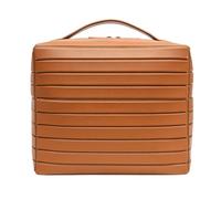 MotiveTech Neceser de Maquillaje Bolso Cosmético Estuche Organizador Trousse Apertura y Lateral para Asa de Mano Adecuado para Viaje Tocador Baño, Array, Marrón