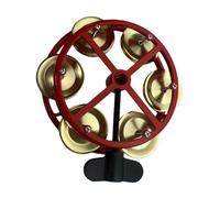 MotiveTech Pandereta Hi-Hat Portátil con Fila de Platillos para Batería, Ideal para Percusión Rítmica en Conciertos Y Karaoke. Ergonómica, Oro Rojo