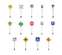 MotiveTech Paquete Hecho a Mano de 14 1:87 Señalización de Tráfico DIY Freeway Scene Layout Decoration, 14x señales