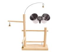 MotiveTech Parrot Stand Parque de Juegos para Pájaros Estructura de Madera Percha de Descanso con Función de Ejercicio y Tazas para Comida Adecuado para Conure
