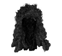 MotiveTech Peluca de pirata, cosplay de Halloween, resistente, estilo para hombre, sintética, larga, negra, ondulada y rizada, para fiesta, disfraz